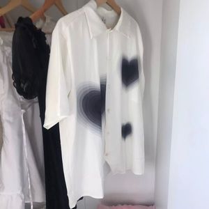 Korean fashion heart printed casual blouse
